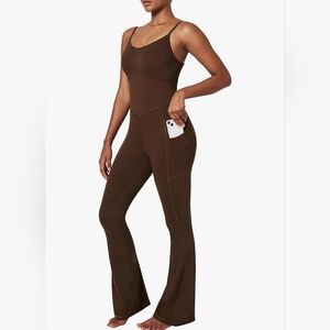 Brown Sculpting Flare Jumpsuit